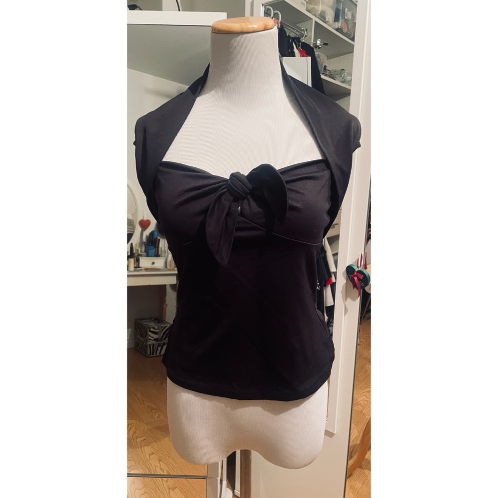 Elegant Pinup Style Black Women's Top Size medium
